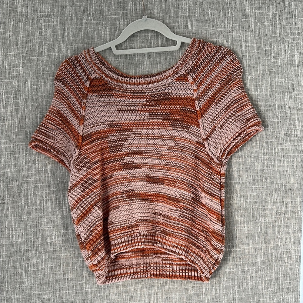 Maeve Orange and Brown Boxy Crew Neck Sweater